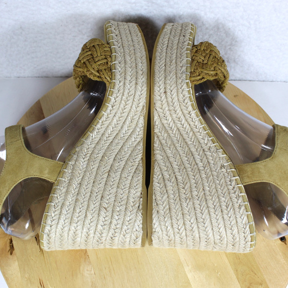 Veronica Beard Wedge Heels Womens 10 Yellow Sandal Boho Chic Comfort Designer - Picture 5 of 12
